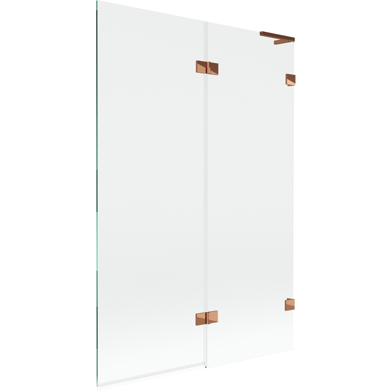 Mexen Lunar L Badewannenparavent, 2-flügelig, rechts, 120 x 150 cm, transparent, Roségold - 897L-120-100-60-00-P