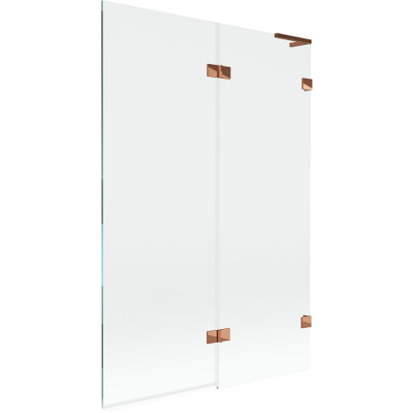 Mexen Lunar L Badewannenparavent, 2-flügelig, rechts, 120 x 150 cm, transparent, Roségold - 897L-120-100-60-00-P