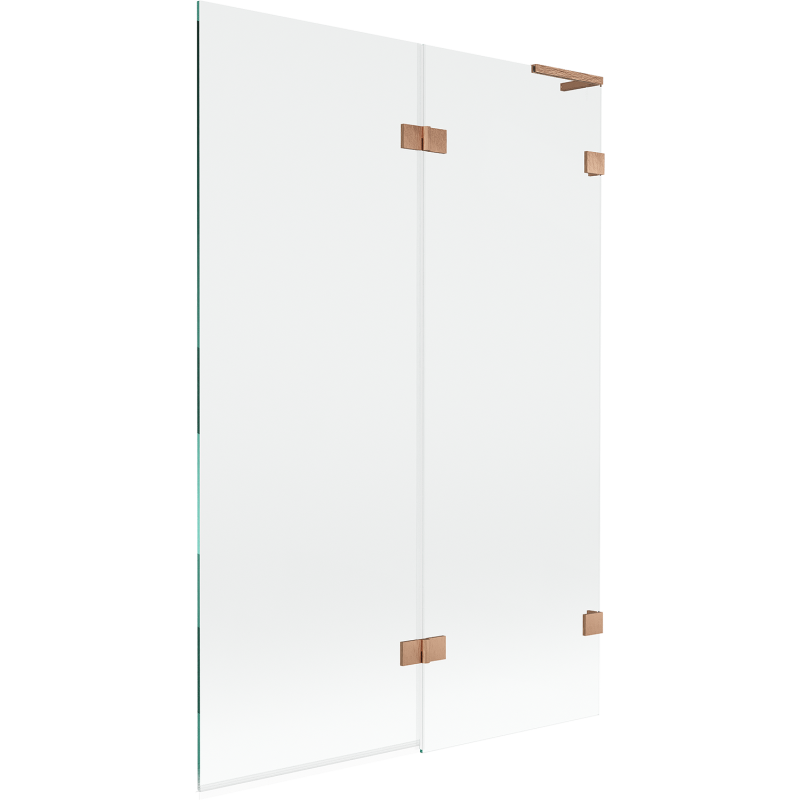 Mexen Lunar L Badewannenwand 2-flügelig rechts 120 x 150 cm, transparent, gebürstetes Kupfer - 897L-120-100-65-00-P