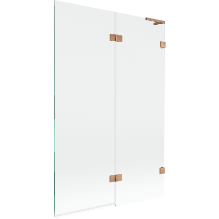Mexen Lunar L Badewannenwand 2-flügelig rechts 120 x 150 cm, transparent, gebürstetes Kupfer - 897L-120-100-65-00-P