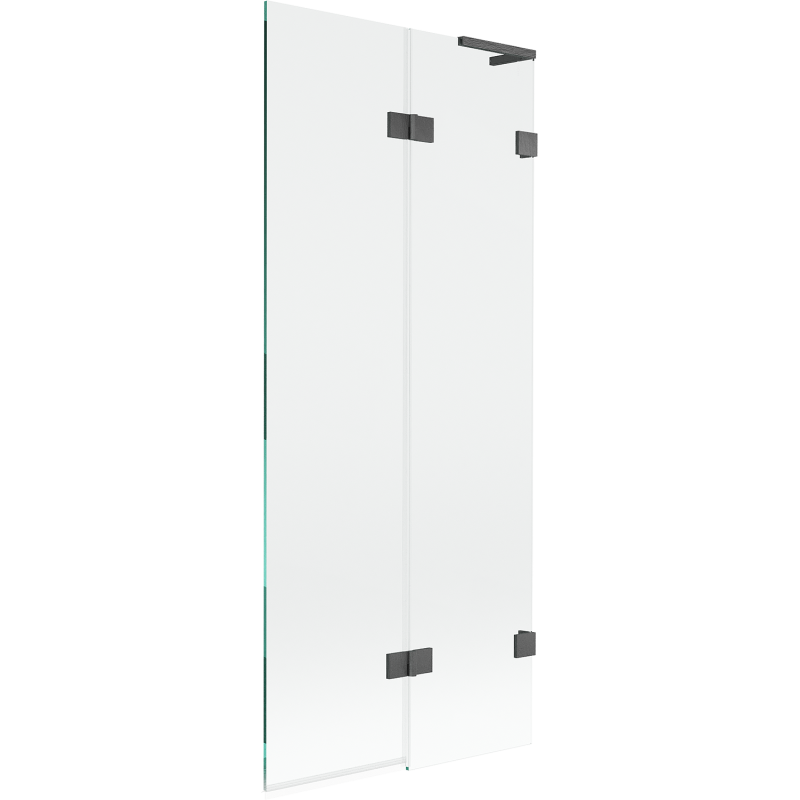 Mexen Lunar L Badewannenfaltwand 2-flügelig rechts 80 x 150 cm, transparent, gebürstetes Gun Gray - 897L-080-100-66-00-P