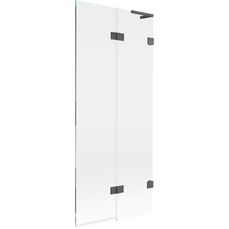 Mexen Lunar L Badewannenfaltwand 2-flügelig rechts 80 x 150 cm, transparent, gebürstetes Gun Gray - 897L-080-100-66-00-P