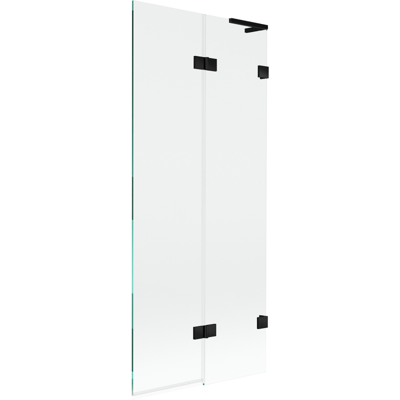 Mexen Lunar L Wannenfaltwand 2-flügelig rechts 80 x 150 cm, transparent, schwarz - 897L-080-100-70-00-P