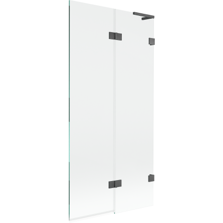 Mexen Lunar L Badeaufsatz 2-flügelig rechts 90 x 150 cm, transparent, gebürstet Gun Gray - 897L-090-100-66-00-P