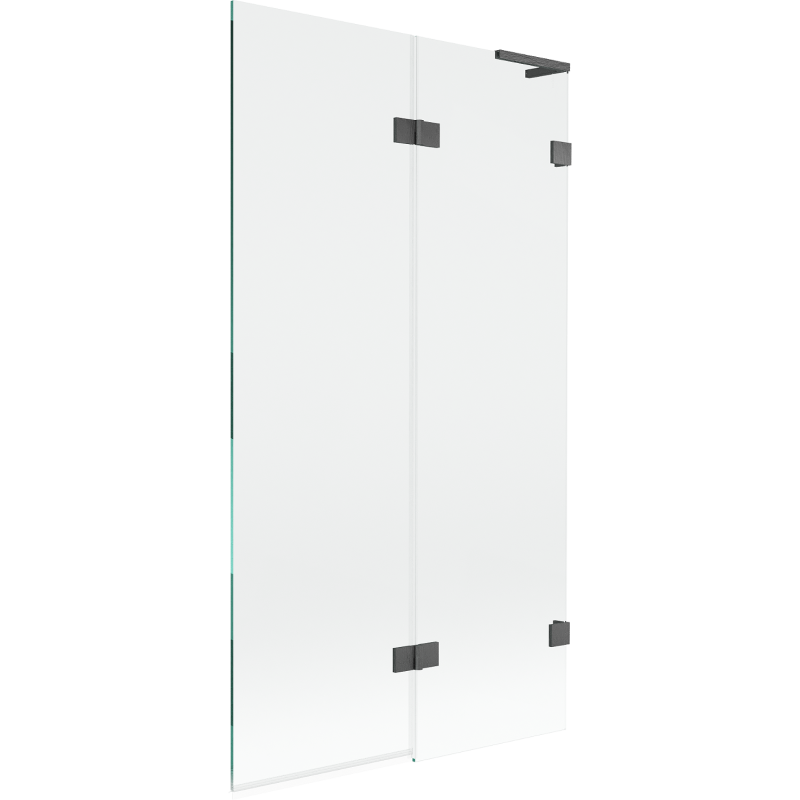 Mexen Lunar L Duschabtrennung 2-flügelig rechts 100 x 150 cm, transparent, gebürstetes Gun Gray - 897L-100-100-66-00-P
