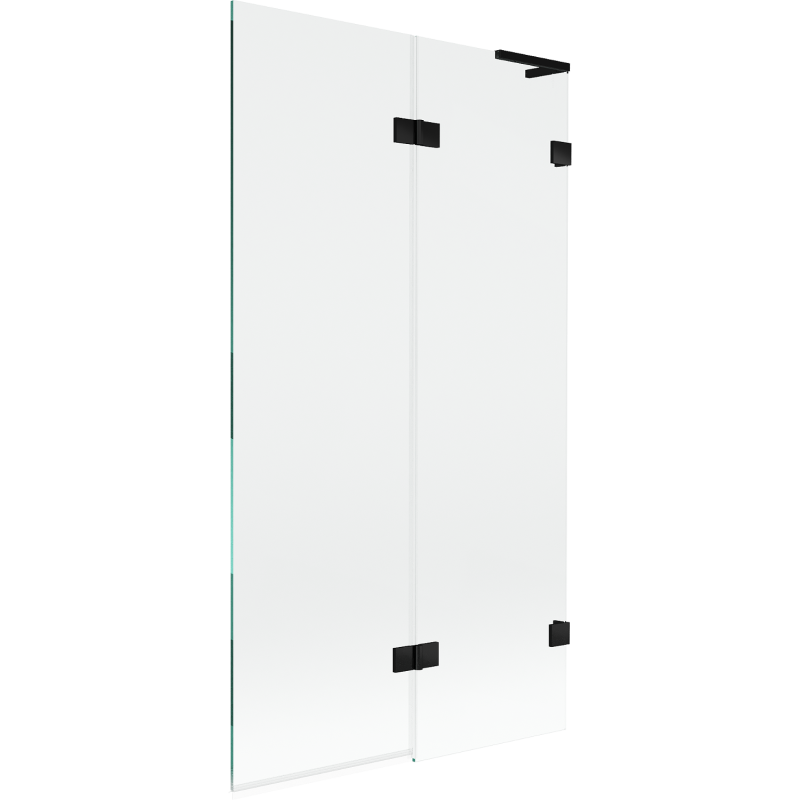 Mexen Lunar L Badewannenwand 2-flügelig rechts 100 x 150 cm, transparent, schwarz - 897L-100-100-70-00-P
