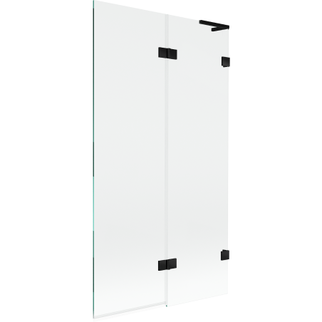 Mexen Lunar L Badewannenwand 2-flügelig rechts 100 x 150 cm, transparent, schwarz - 897L-100-100-70-00-P