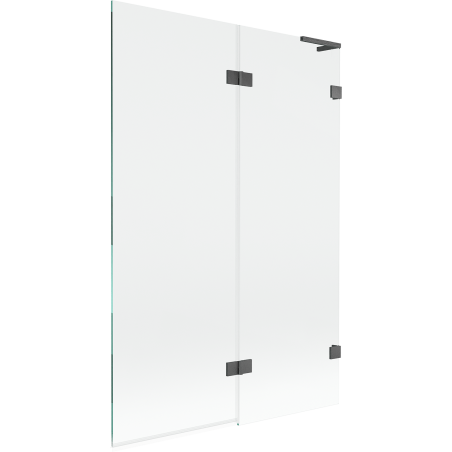 Mexen Lunar L Badewannenfaltwand 2-flügelig rechts 120 x 150 cm, transparent, gebürstetes Gun Gray - 897L-120-100-66-00-P