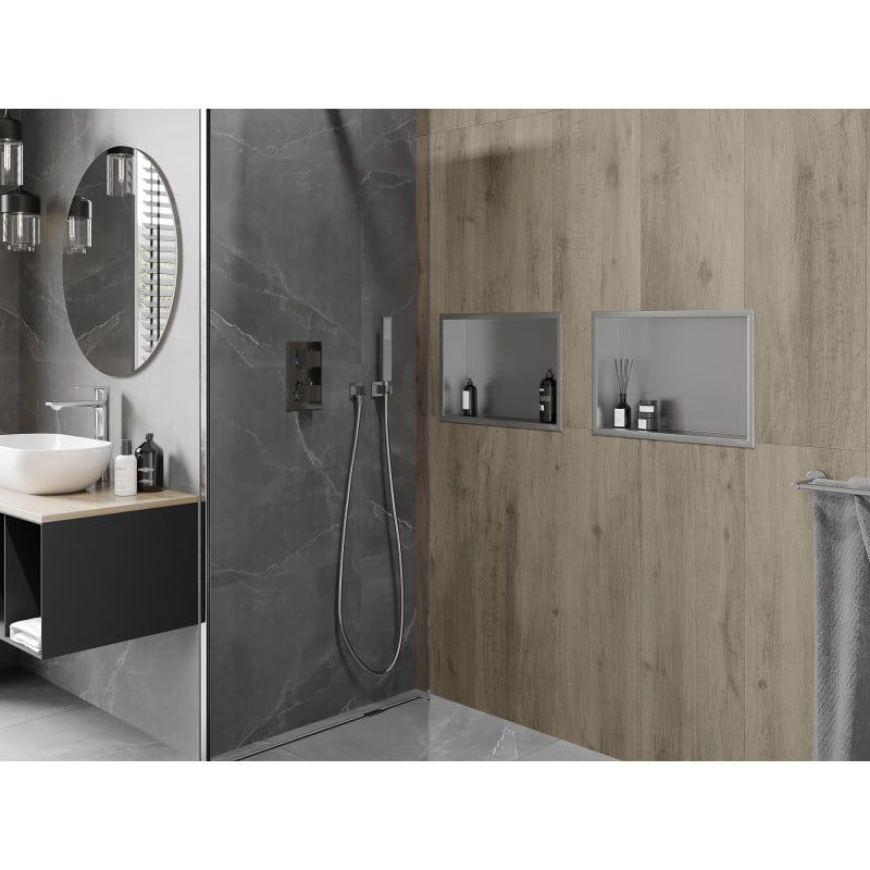 Mexen X-Wall-R Nischenregal mit Flansch 45 x 30 cm, Inox - 1910453010