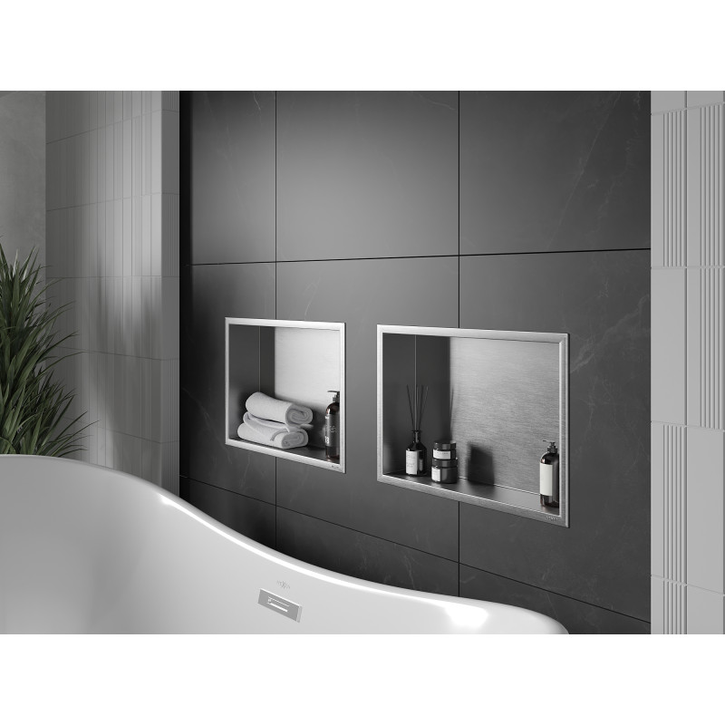 Mexen X-Wall-R Nischenregal mit Flansch 45 x 30 cm, Inox - 1910453010