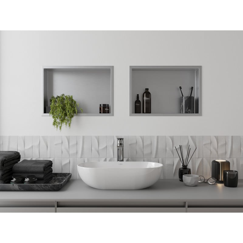 Mexen X-Wall-R Nischenregal mit Flansch 45 x 30 cm, Inox - 1910453010