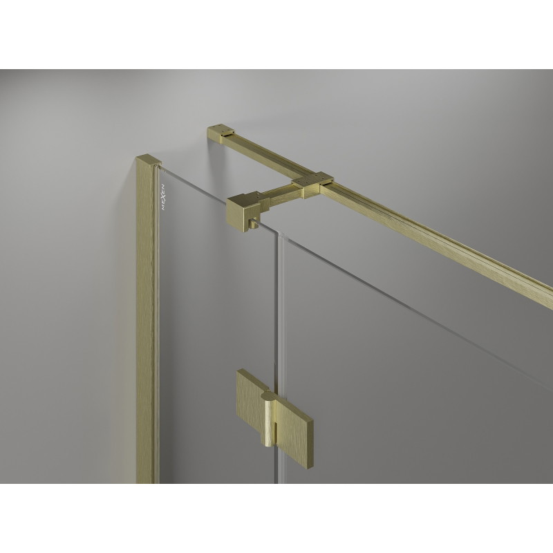 Mexen Mist-H T Duschkabine schwenkbar rechts 90 x 70 cm, transparent, gold gebürstet - 8A5T-090-070-55-00-P