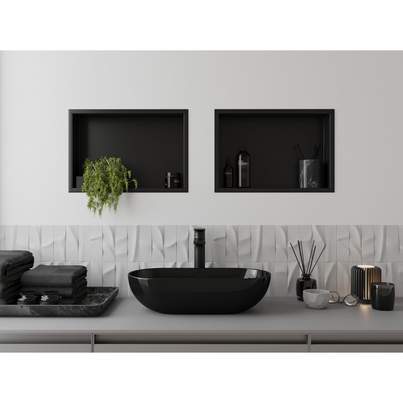 Mexen X-Wall-R Nischenregal mit Flansch 45 x 30 cm, schwarz - 1970453010