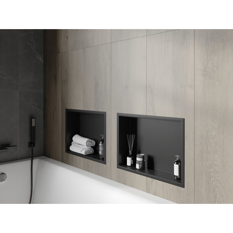 Mexen X-Wall-R Nischenregal mit Flansch 45 x 30 cm, schwarz - 1970453010