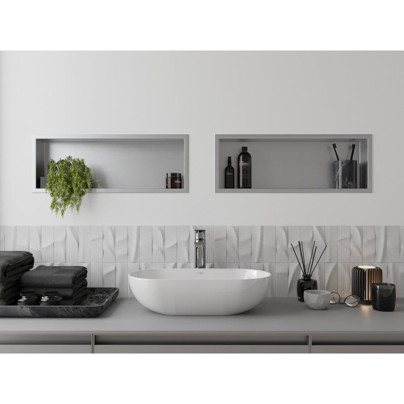 Mexen X-Wall-R Nischenregal mit Flansch 60 x 20 cm, Inox - 1910602010