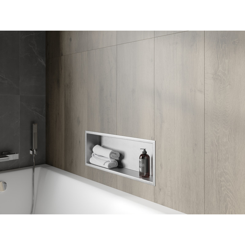 Mexen X-Wall-R Nischenregal mit Flansch 60 x 20 cm, Inox - 1910602010