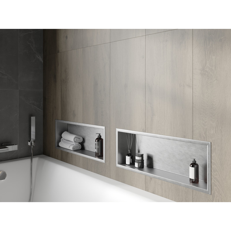 Mexen X-Wall-R Nischenregal mit Flansch 60 x 20 cm, Inox - 1910602010