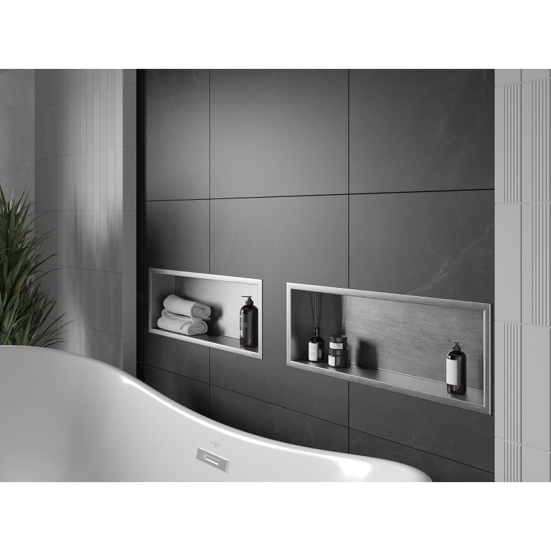 Mexen X-Wall-R Nischenregal mit Flansch 60 x 20 cm, Inox - 1910602010