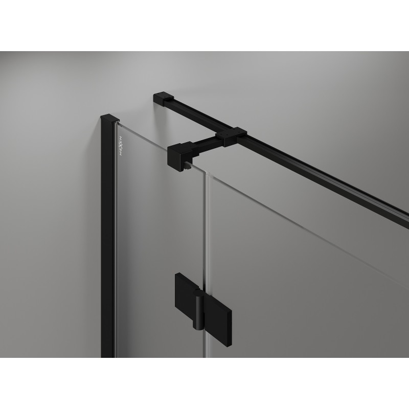 Mexen Mist-H T Duschkabine, schwenkbar, links, 70 x 100 cm, transparent, schwarz - 8A5T-070-100-70-00-L