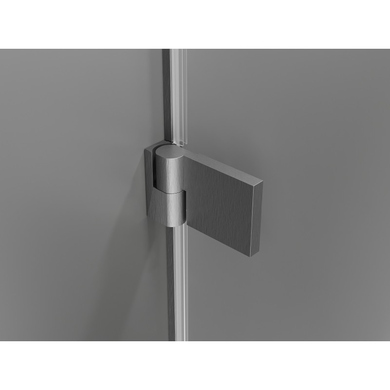 Mexen Lunar-B Duschkabine schwenkbar links 85 x 80 cm, transparent, gebürstetes Gun Gray - 832-085-080-66-00-L