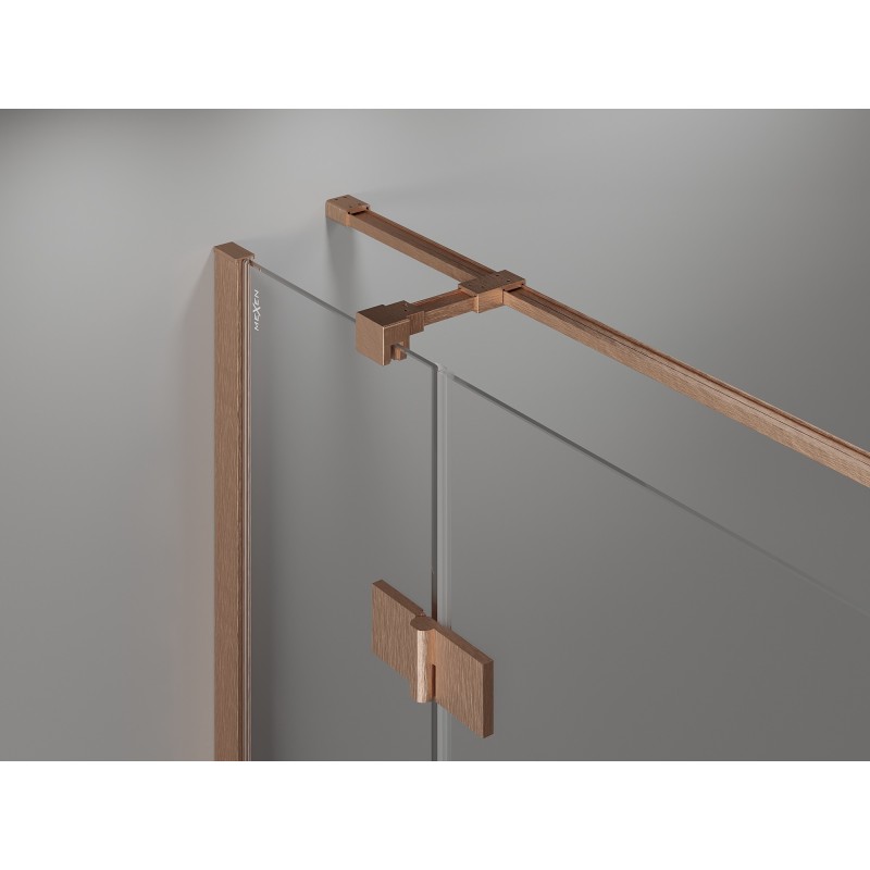 Mexen Mist-H T Duschkabine links öffnend 70 x 80 cm, transparent, gebürstetes Kupfer - 8A5T-070-080-65-00-L