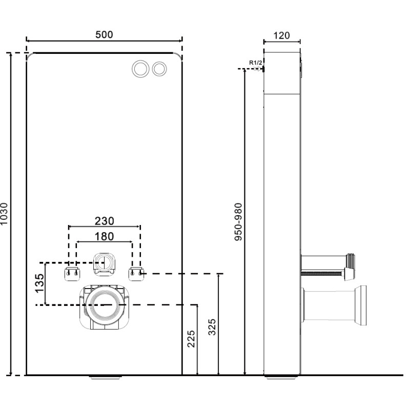 Mexen Tex Air G Pneumatischer Vorwandrahmen für WC, schwarzes Glas - 61150A-70