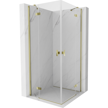 Mexen Mist-H Duo Duschkabine schwenkbar 80 x 80 cm, transparent, gold - 8A5-080L-080P-50-00