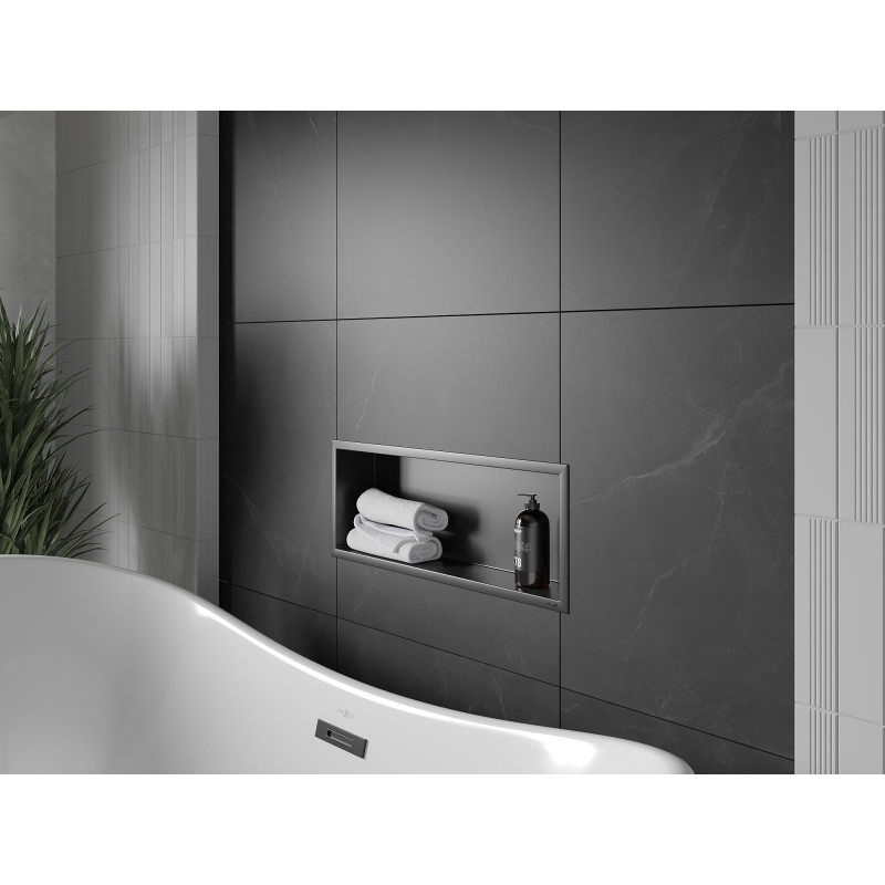 Mexen X-Wall-R Nischenregal mit Kragen 60 x 20 cm, schwarz - 1970602010