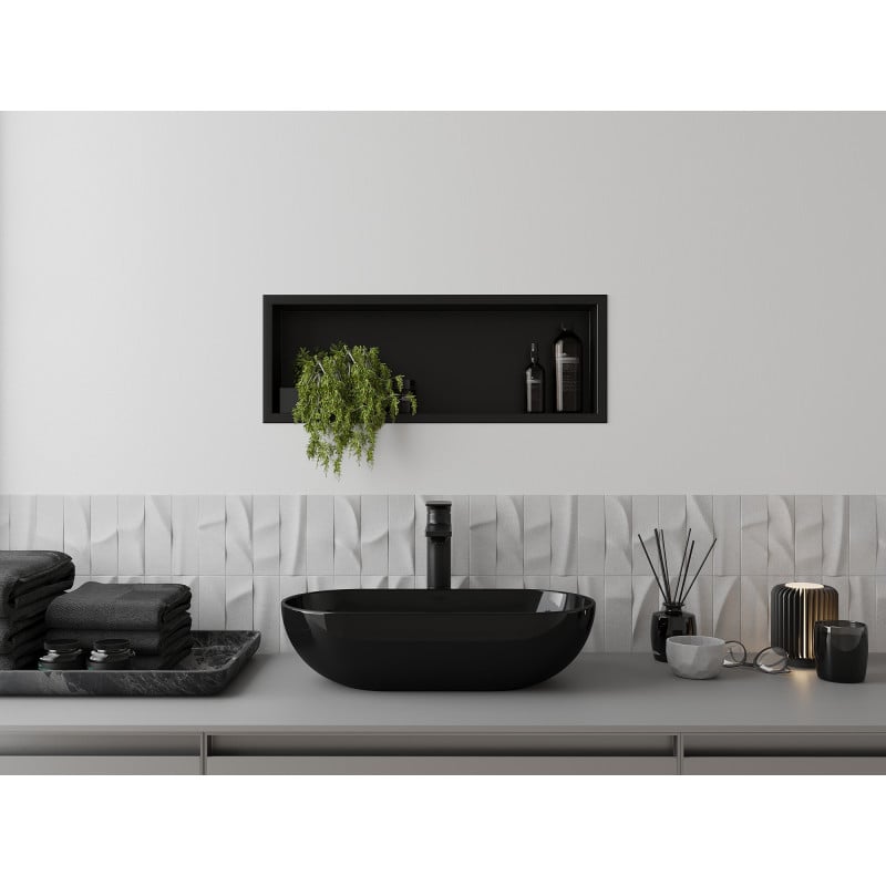 Mexen X-Wall-R Nischenregal mit Flansch 60 x 20 cm, schwarz - 1970602010