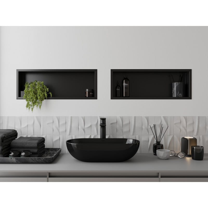 Mexen X-Wall-R Nischenregal mit Flansch 60 x 20 cm, schwarz - 1970602010