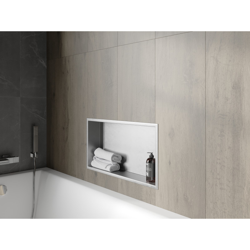 Mexen X-Wall-R Nischeneinbauregal mit Flansch 60 x 30 cm, Inox - 1910603010
