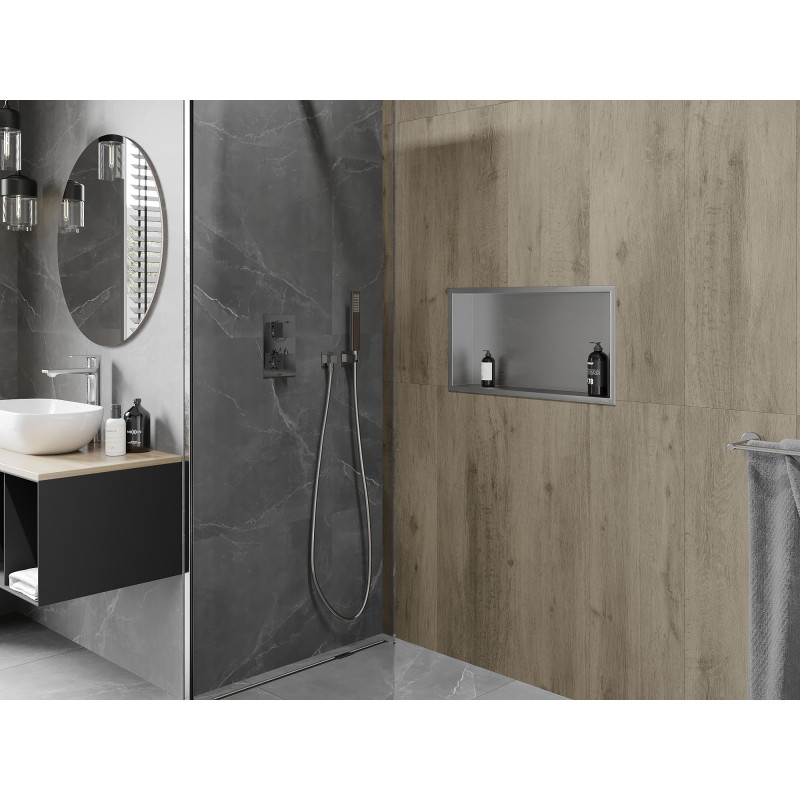 Mexen X-Wall-R Nischenregal mit Kragen 60 x 30 cm, Inox - 1910603010