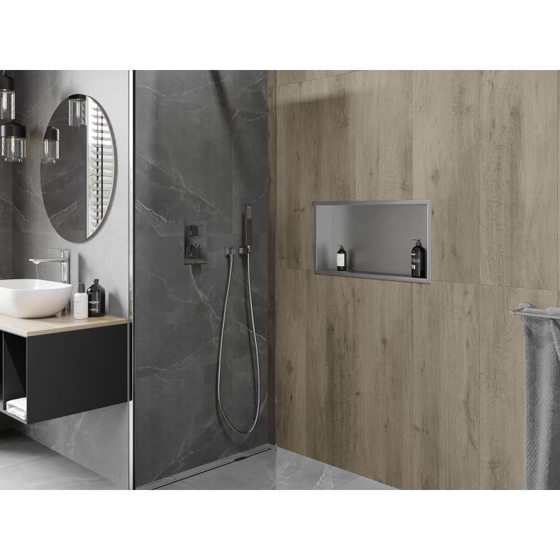 Mexen X-Wall-R Nischensatz mit Flansch 60 x 30 cm, Inox - 1910603010
