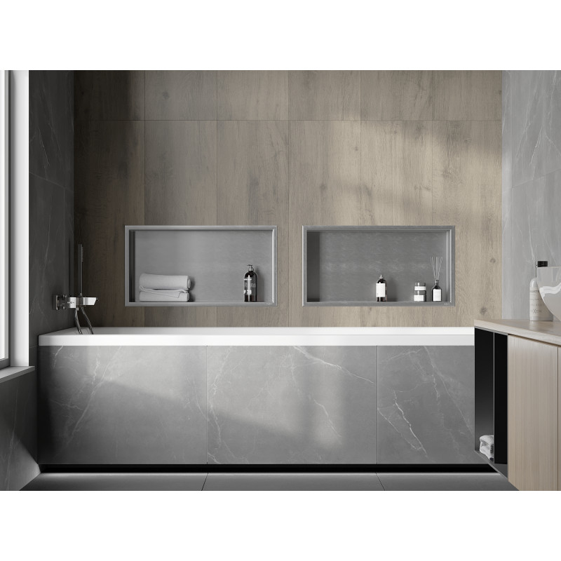 Mexen X-Wall-R Nischeneinbauregal mit Flansch 60 x 30 cm, Inox - 1910603010