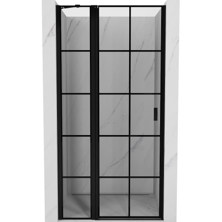 Mexen Mist Duschpendeltür links 75 cm, schwarzes Gitter, schwarz - 8A4-075-000-70-77-L
