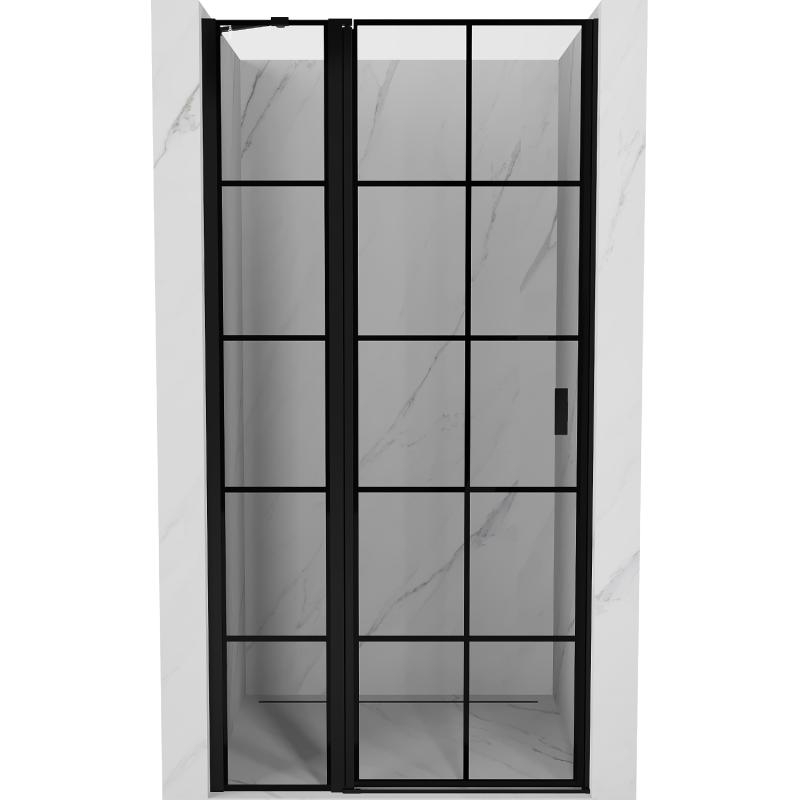 Mexen Mist Duschschwingtür links 110 cm, schwarzes Gitter, schwarz - 8A4-110-000-70-77-L