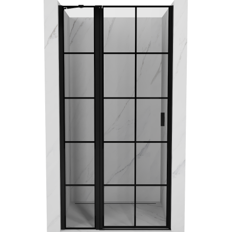 Mexen Mist Duschschwingtür links 110 cm, schwarzes Gitter, schwarz - 8A4-110-000-70-77-L