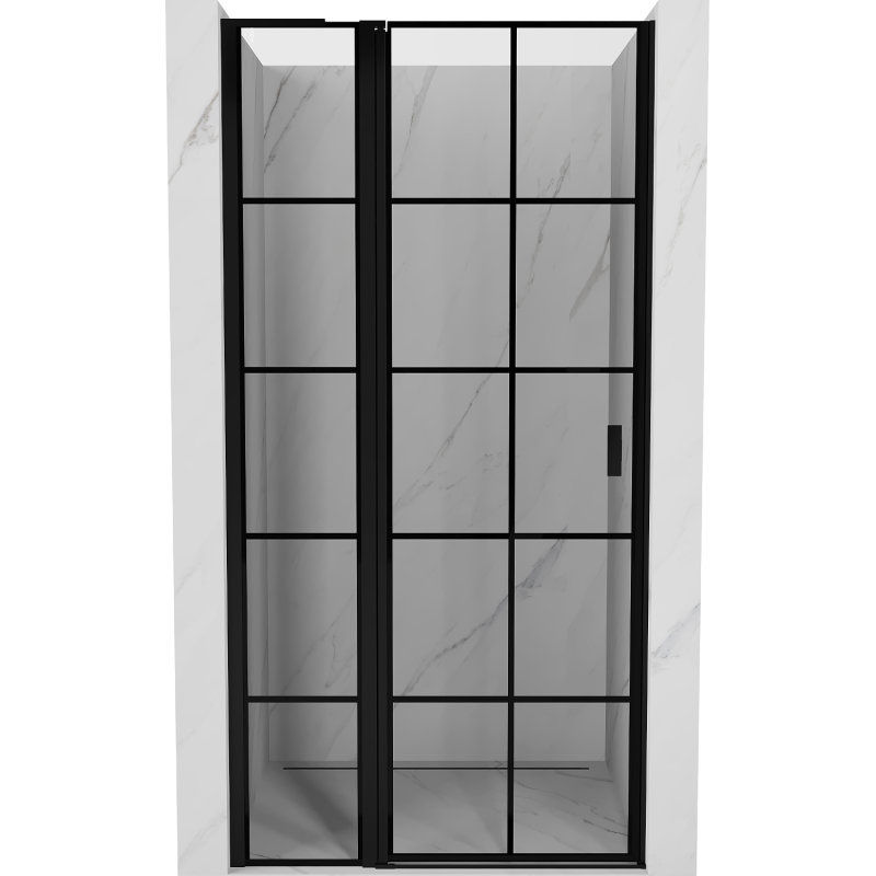 Mexen Mist L Duschdrehtür links 110 cm, schwarzes Gitter, schwarz - 8A4L-110-000-70-77-L