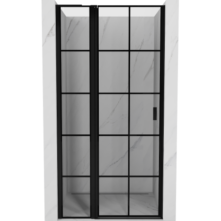 Mexen Mist L Duschdrehtür links 110 cm, schwarzes Gitter, schwarz - 8A4L-110-000-70-77-L