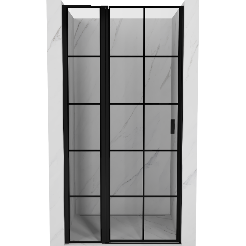 Mexen Mist L Duschabtrennung schwenkbar links 115 cm, schwarzes Gitter, schwarz - 8A4L-115-000-70-77-L