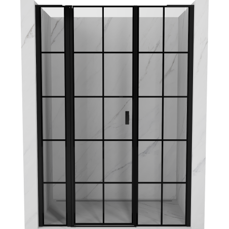 Mexen Mist L Duschabtrennung schwenkbar links 145 cm, schwarzes Gitter, schwarz - 8A4L-145-001-70-77-L