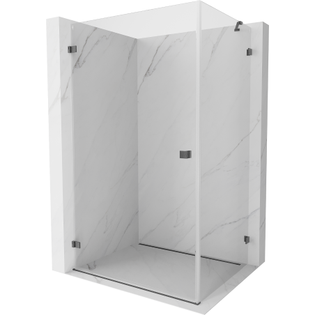 Mexen Lunar-B Duschkabine schwenkbar links 100 x 90 cm, transparent, geschliffen in Gun Gray - 832-100-090-66-00-L