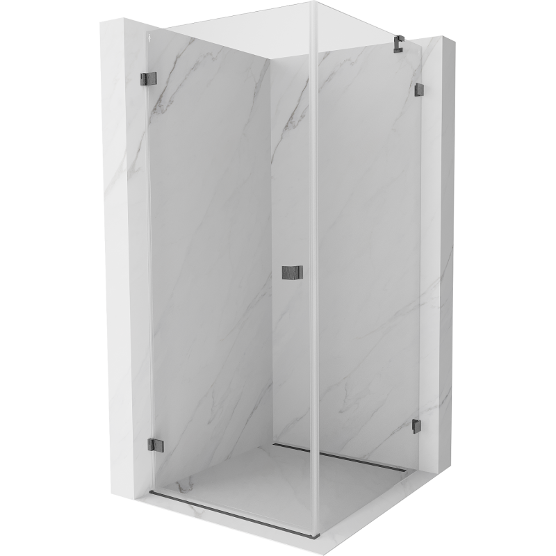 Mexen Lunar-B Duschabtrennung, schwenkbar, links, 100 x 100 cm, transparent, gebürstet gun gray - 832-100-100-66-00-L