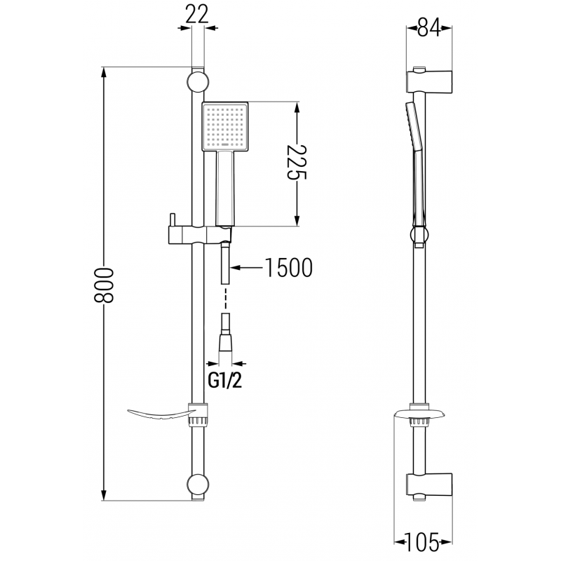 Mexen DF45 verschiebbares Duschset, Chrom - 785454582-00