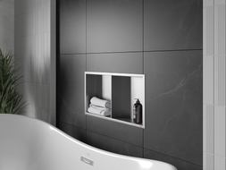 Mexen X-Wall-R Nischeregal mit Flansch und Regalboden 60 x 30 cm, Inox - 1910603010S
