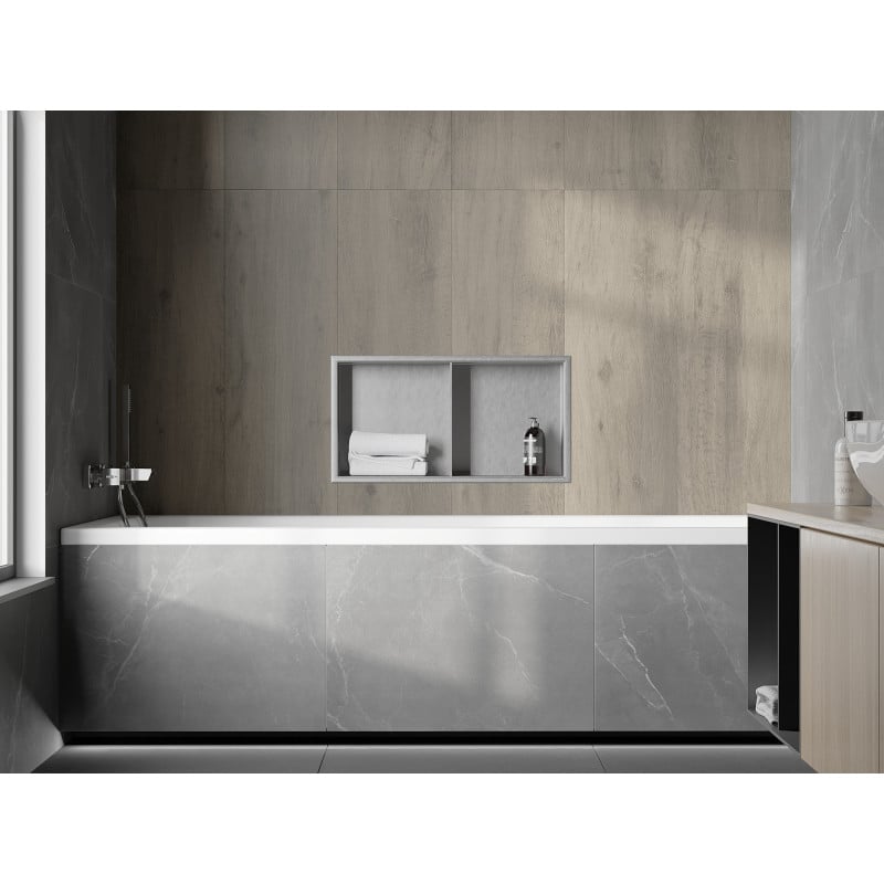 Mexen X-Wall-R Nischeregal mit Flansch und Regalboden 60 x 30 cm, Inox - 1910603010S