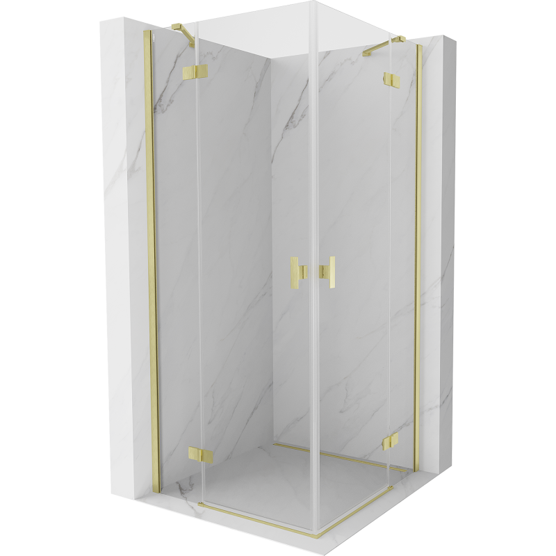 Mexen Mist-H Duo Duschkabine, schwenkbar 70 x 70 cm, transparent, gebürstetes Gold - 8A5-070L-070P-55-00