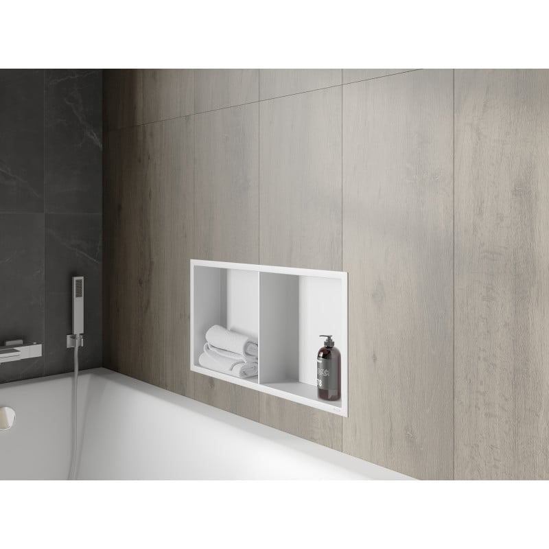 Mexen X-Wall-R Nischenregal mit Flansch und Regal 60 x 30 cm, weiß - 1920603010S