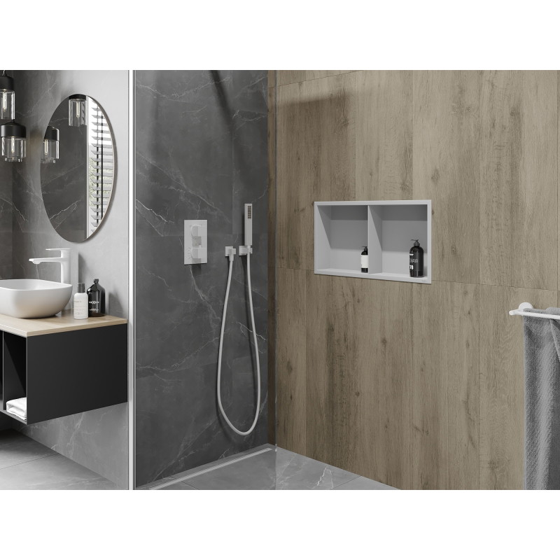 Mexen X-Wall-R Einbauregal mit Flansch und Ablage 60 x 30 cm, weiß - 1920603010S