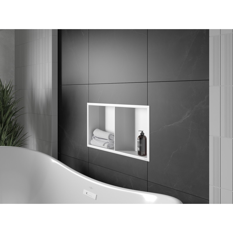 Mexen X-Wall-R Einbauregal mit Flansch und Ablage 60 x 30 cm, weiß - 1920603010S